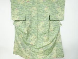 アンティーク　亀甲模様織出し十日町紬着物